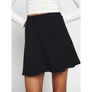 Reformation Black Flounce Skirt Flowy with Back Zipper Size Small